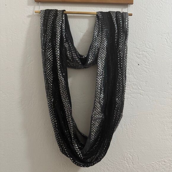 Silver Metallic Sequin Infinity Scarf - Picture 1 of 7